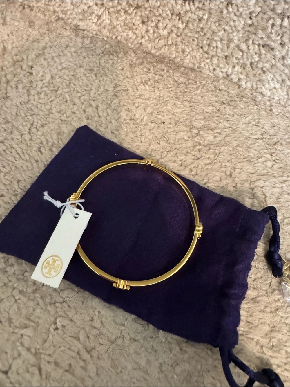 Tory Burch Gold-tone Logo Cuff Bracelet